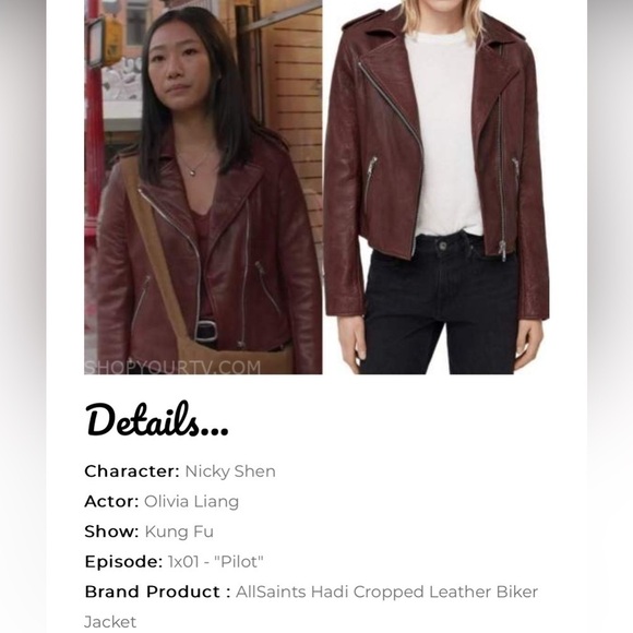 ALL SAINTS HADI CHERRY TUSCAN RED ZIP UP BUFFALO LEATHER BIKER MOTO JACKET - Picture 3 of 16